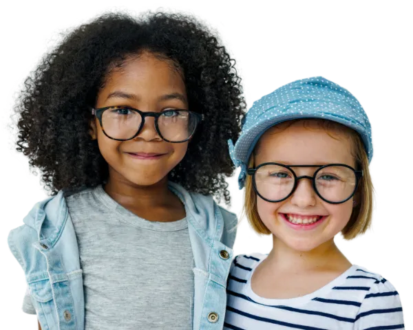 Two happy children with Autism posing for a picture at a happy foster care home.